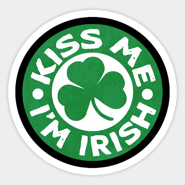 Kiss Me I'm Irish Shamrock St Patricks Day Sticker by JohnnyxPrint